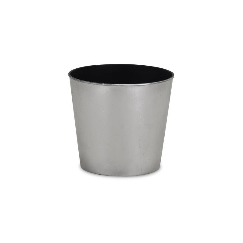 HomeRoots 7" Silver Recycled Plastic Indoor Outdoor Round Pot Planter