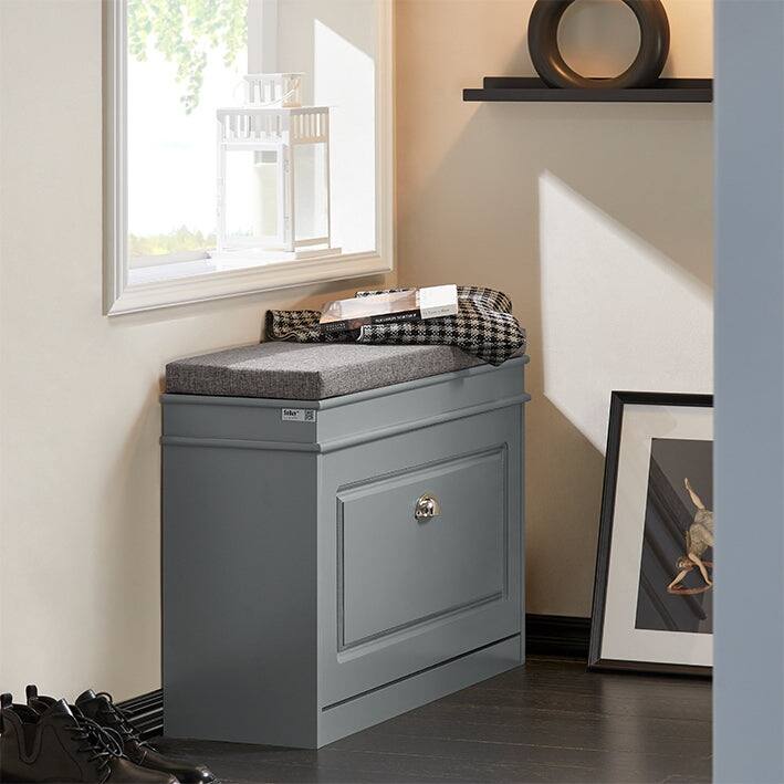 SoBuy FSR82-L-W, Hallway Shoe Bench Storage Cabinet With Flip-Drawer