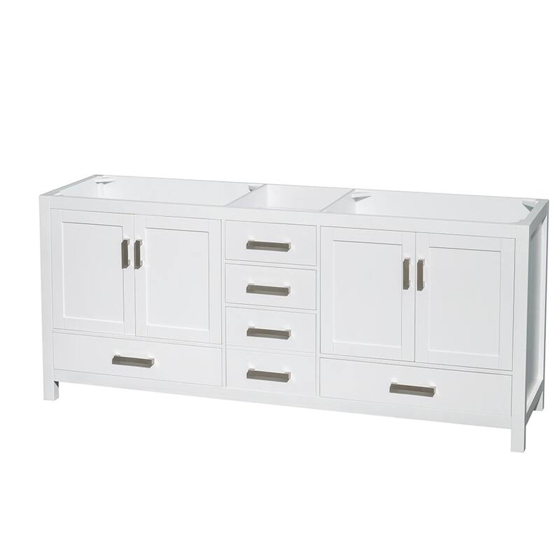 Wyndham Collection WC-1414-80-DBL-UM-VAN Sheffield 79" Double - White / Brushed Chrome Hardware - Painted