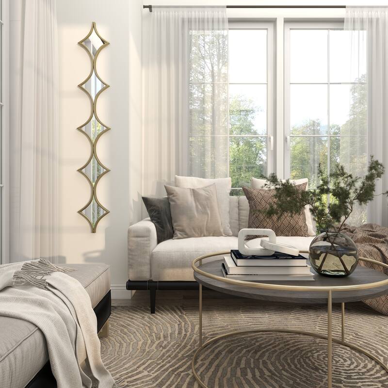 Metal Slim Stacked Chain 5 Layer Wall Mirror with Various Pattern and Foil Detailing - Silver, Gold, or Black