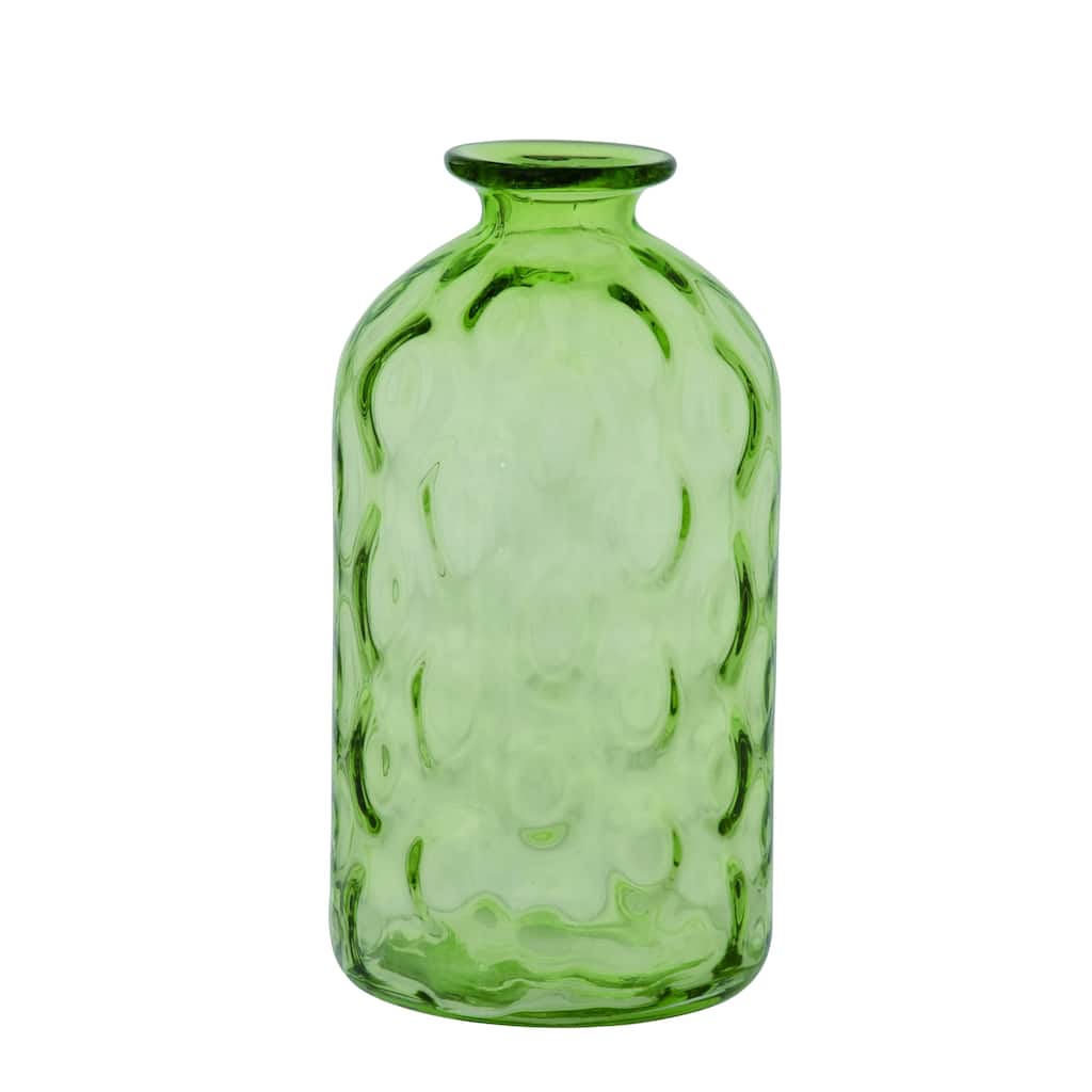 Transpac Glass 12.75 in. Green Spring Bubble Vase