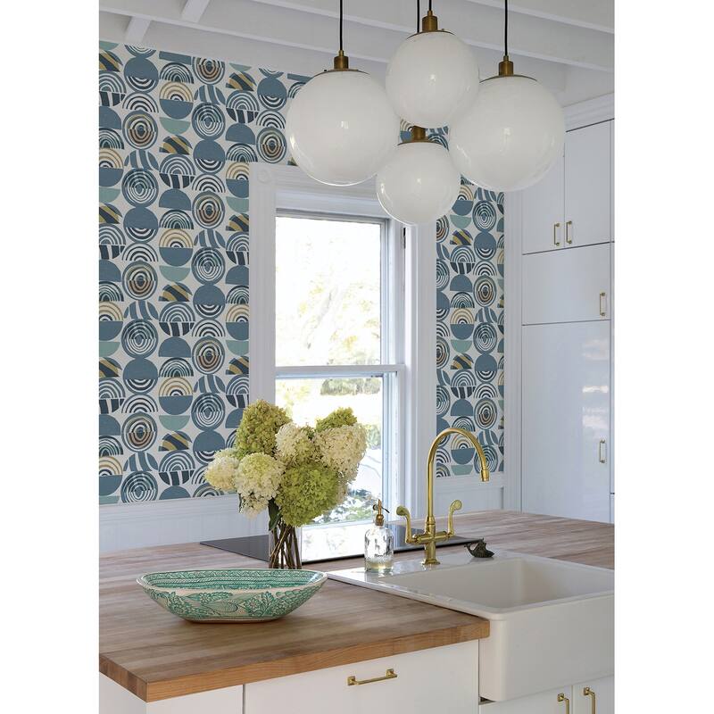 A-Street Prints Mage Blue Mod Geometric Wallpaper