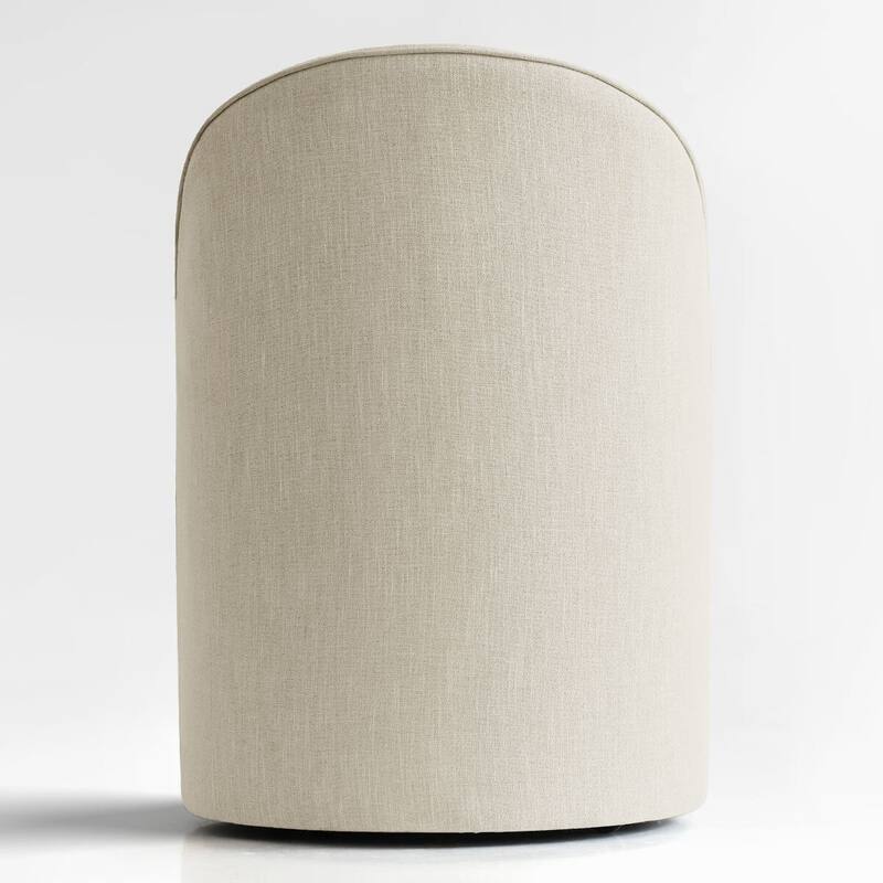 Upholstered Linen Barrel Accent Chair with with Castors(Set of 2)