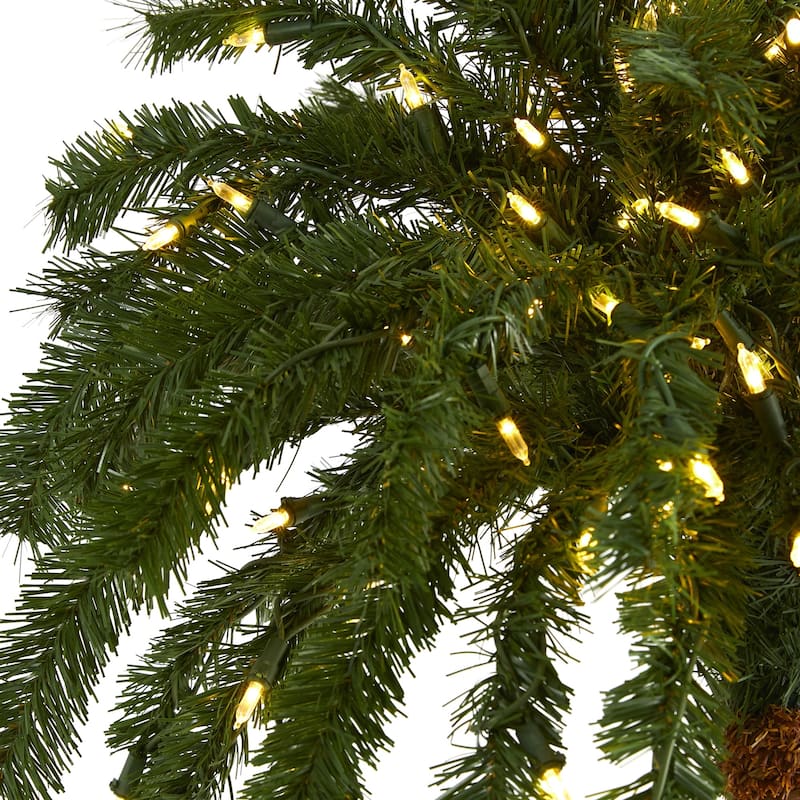 6' Pre-Lit Palm Artificial Christmas Tree, Warm Clear LED Lights - 6 Foot