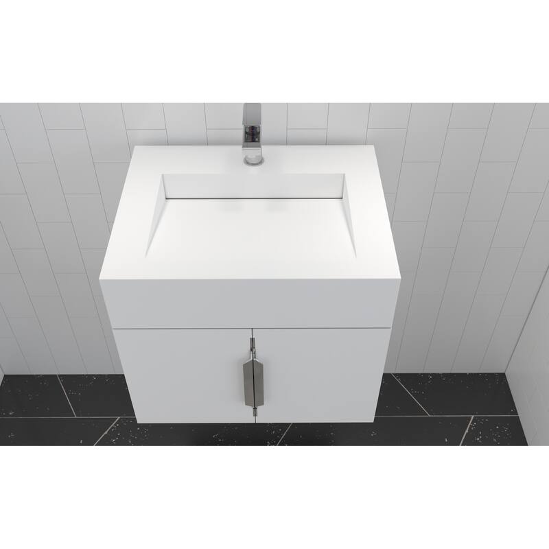 Nile 24-Inch Wall Mounted Bathroom Vanity Set w/ White Top