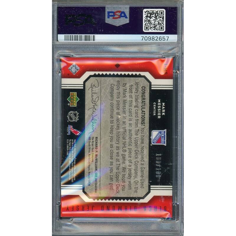 Mark Messier 2005 Upper Deck Signed Game Used Jersey Patch Card #J-MS Auto PSA 9 - 8'6" x 11'6"