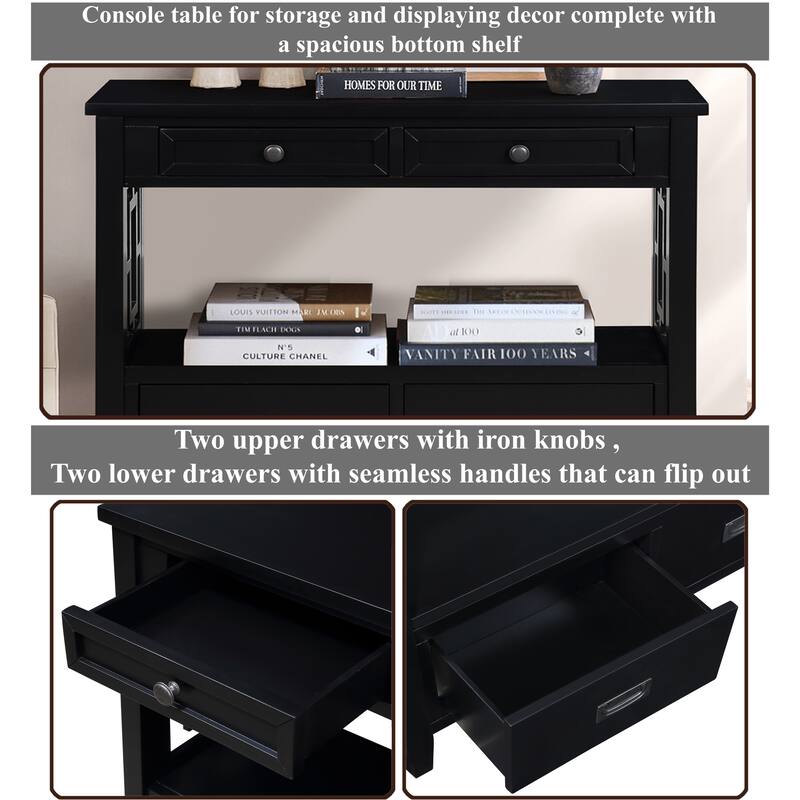 Wood Console Table Entry Sofa Table with Storage