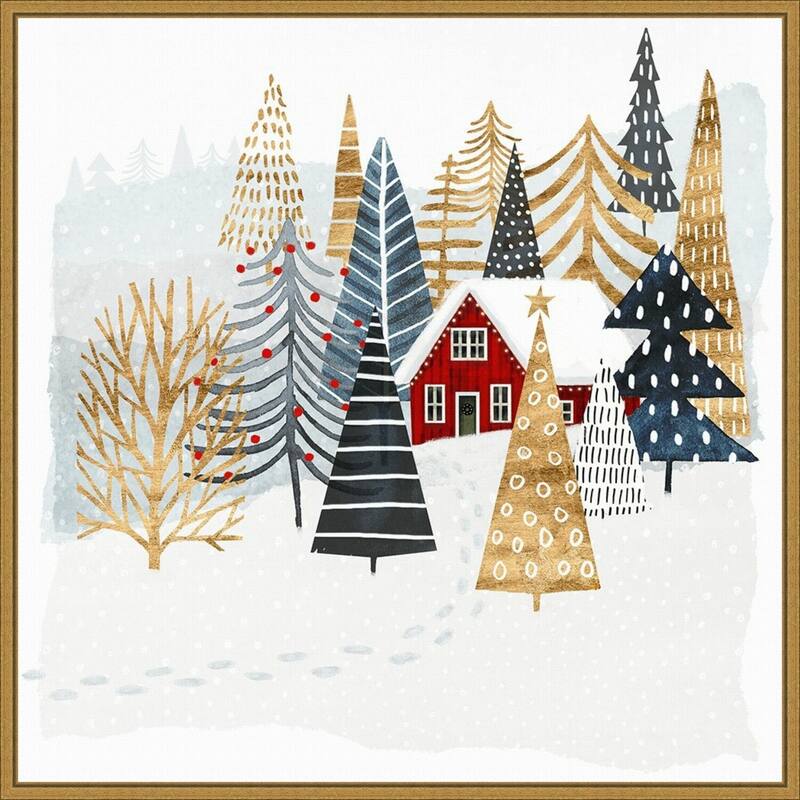 Christmas Chalet I Tree by Victoria Borges Framed Canvas Wall Art
