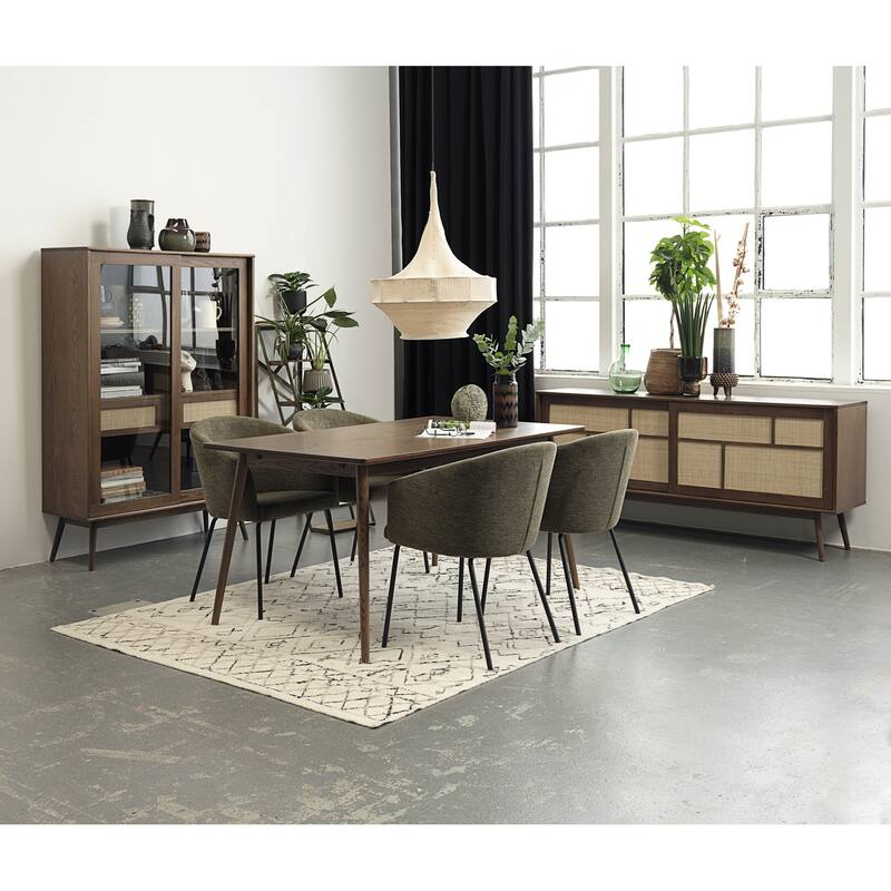 Rye Studio Bailyn Modern Oak and Rattan Sliding Door Sideboard, Smoked Oak