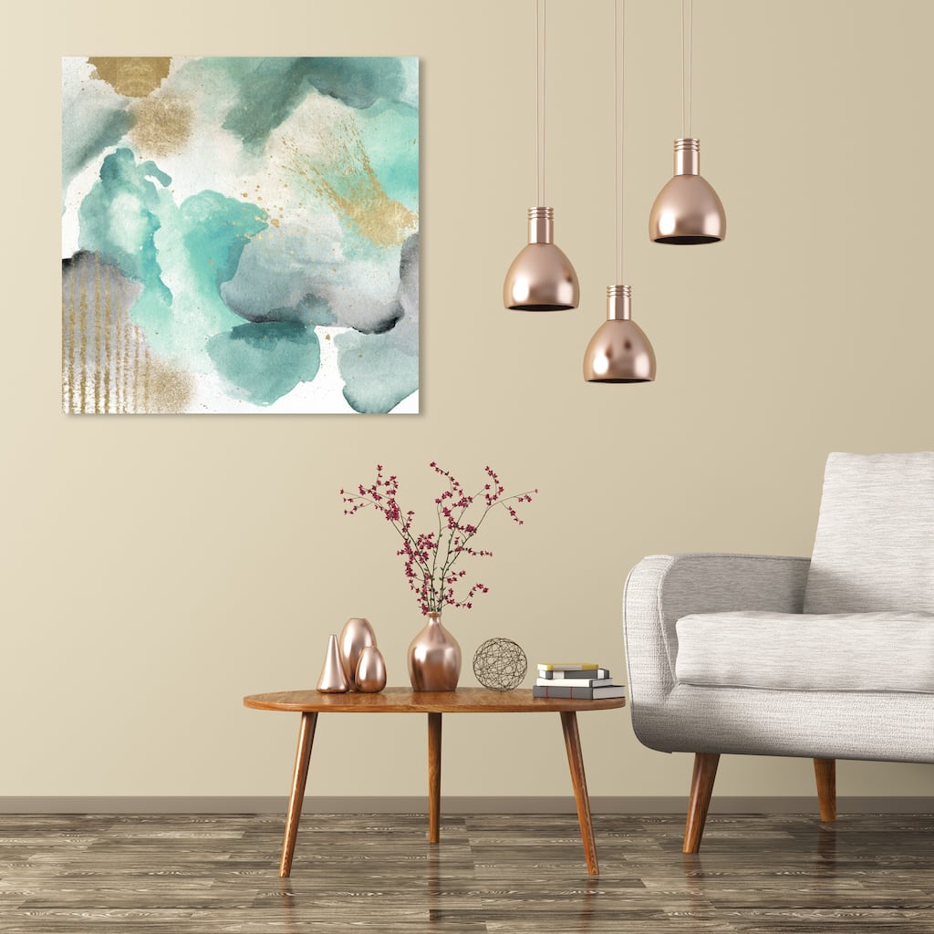 Wynwood Studio 'Lovers Sunset' Abstract Wall Art Canvas Print Watercolor - Green, Gold