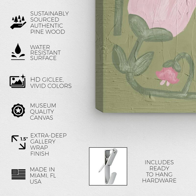 Wynwood Studio Canvas Floral and Botanical Hanging Lamps Flora Pink and Light Pink Modern & Contemporary Wall Art Canvas Print