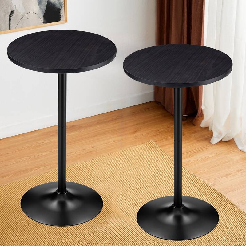 Glitzhome 39.5"H Modern Bistro Walnut Top Round Pub Bar Table - 2-Piece Black