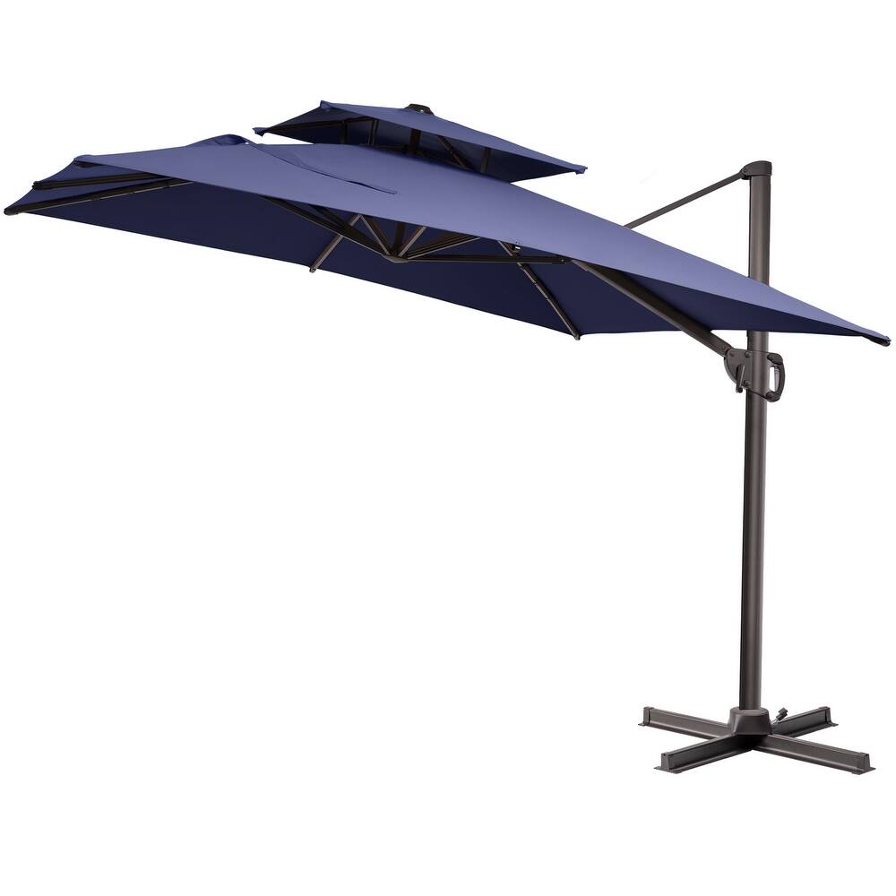 VredHom 9 FT x 12 FT Outdoor Patio Dual Top Aluminum Cantilever Umbrella