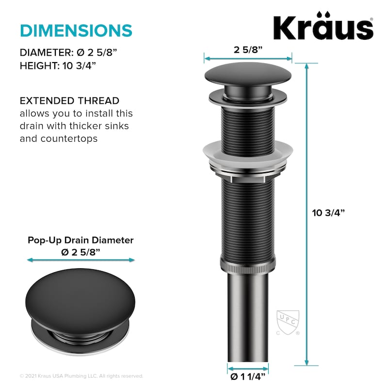 KRAUS Pop-Up Drain for Vessel Bathroom sink