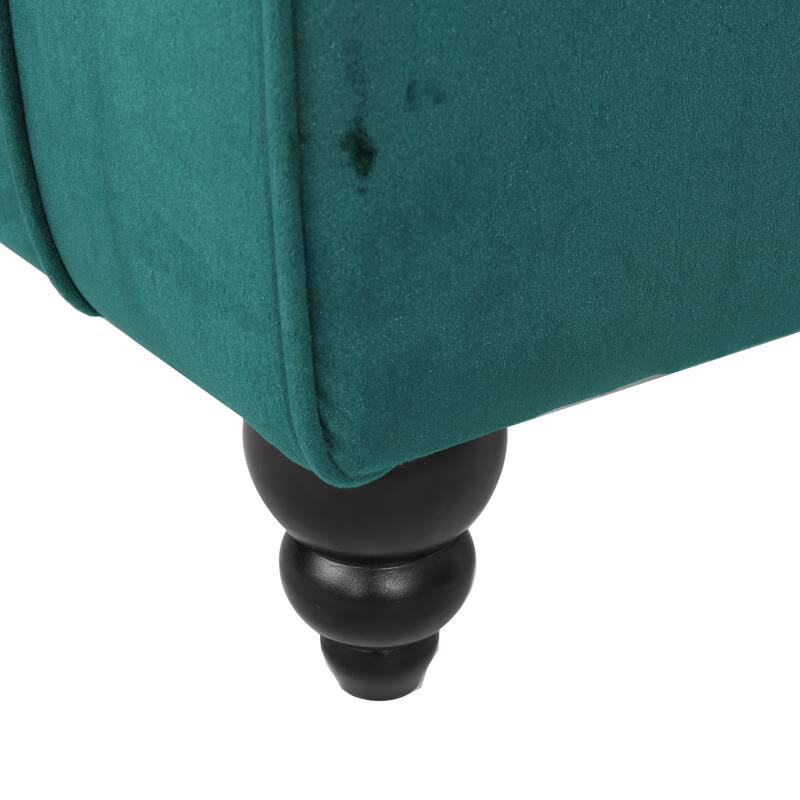 Roomfitters Tufted Velvet Chaise Lounge with Bolster Pillow, Elegant Relaxing Accent Seating