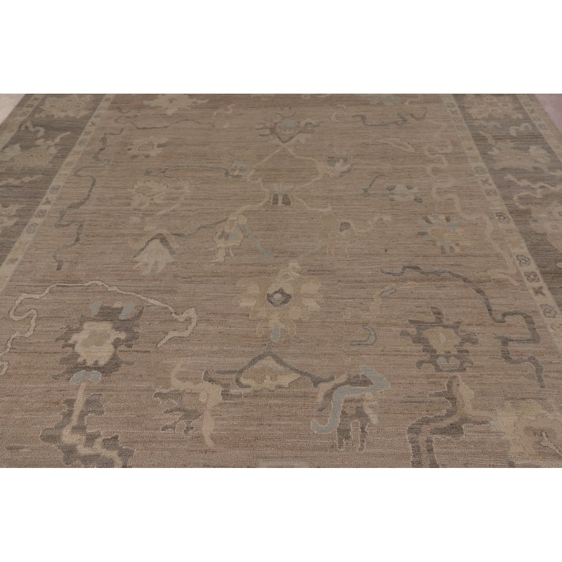 Vegetable Dye Oushak Oriental Area Rug Handmade Floral Wool Carpet - 8'9" x 11'7"
