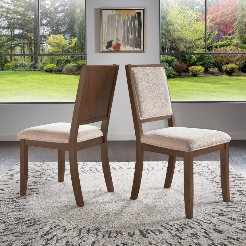 Harstad Wood Finish Cream Boucle Fabric Dining Chair (Set of 2) by iNSPIRE Q Modern