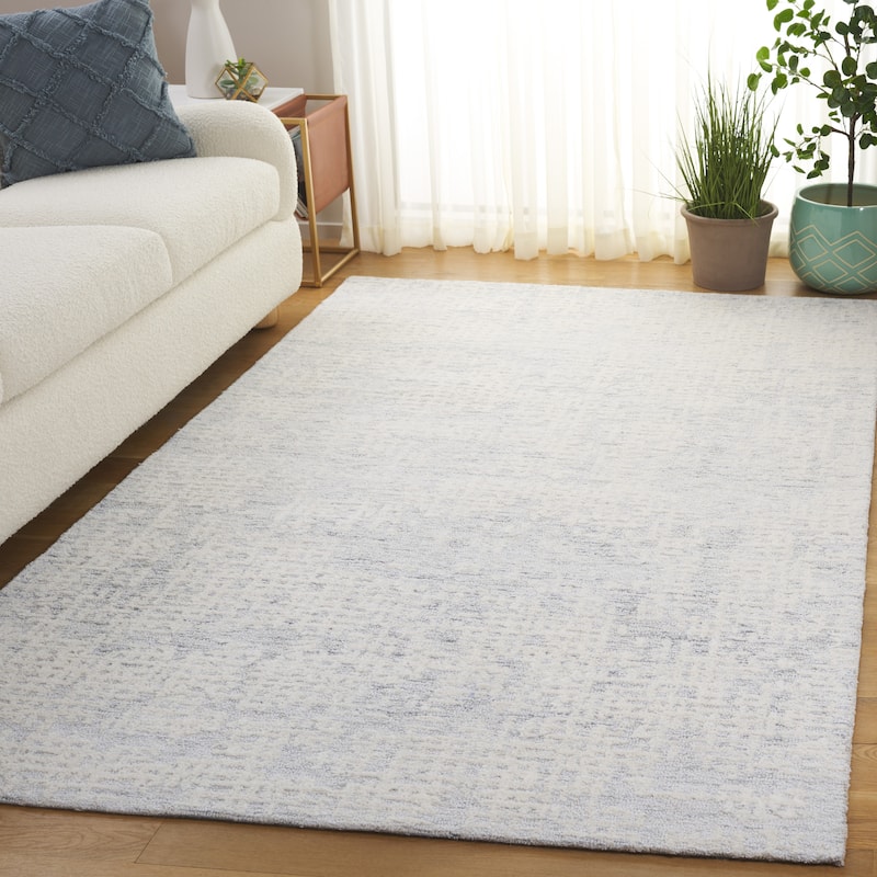 SAFAVIEH Handmade Ebony Marcijona Modern Contemporary Wool Rug - 6' x 9' - Silver/Ivory