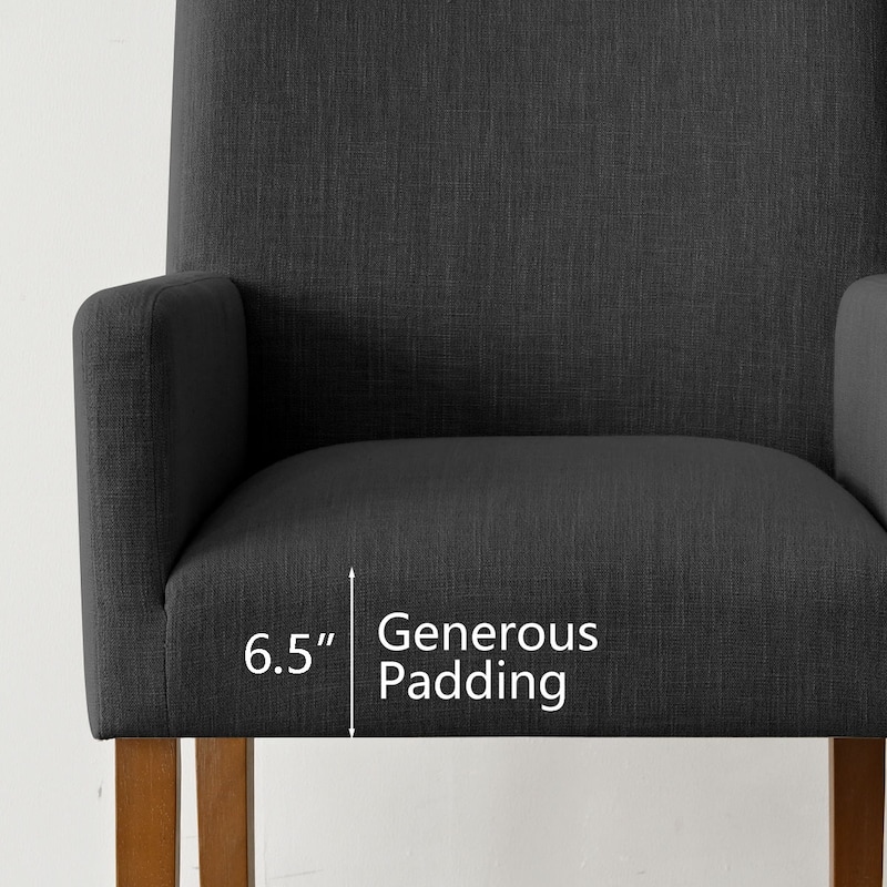 Linen Upholstered Armchair with Solid Wood Legs(Set of 4)