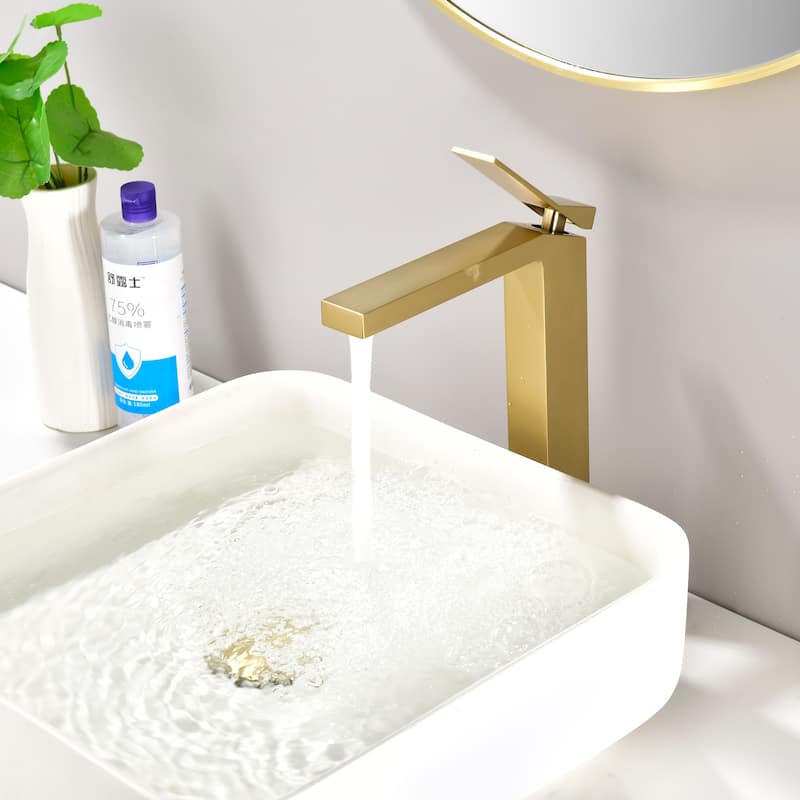 Rbrohant Single Handle Single Hole Bathroom Vessel Sink Faucet, Waterfall Spout Bathroom Faucet,RV Lavatory Vessel Faucet