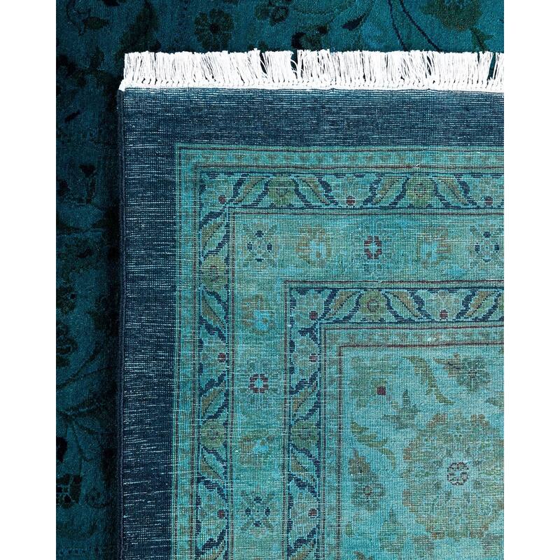 Overdyed, One-of-a-Kind Hand-Knotted Area Rug - Blue - 12' 3" x 17' 5"