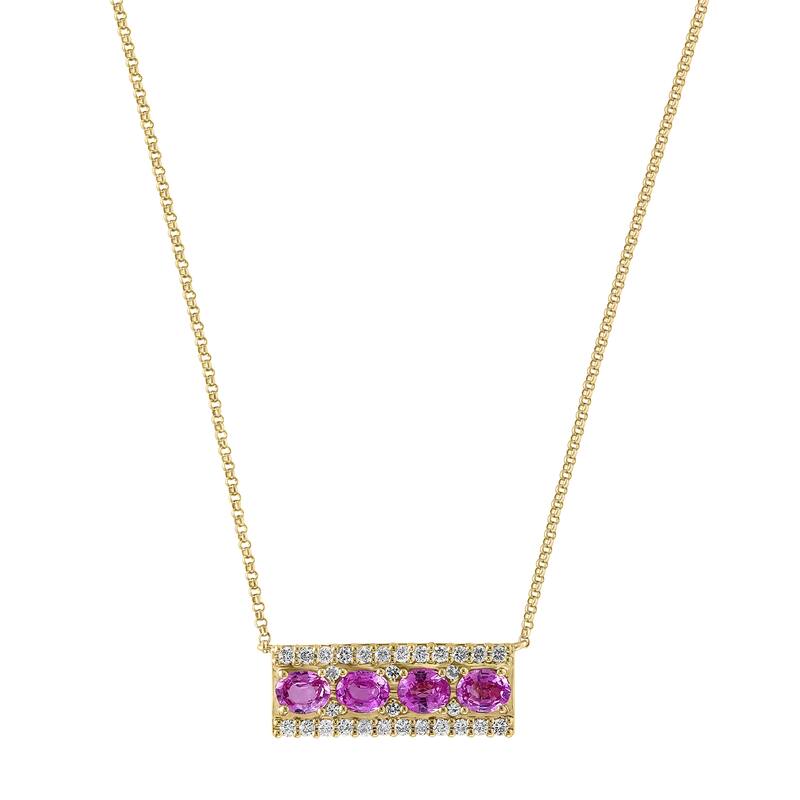 EFFY 14K Gold Diamond,Pink Sapphire,White Sapphire Bar Necklace