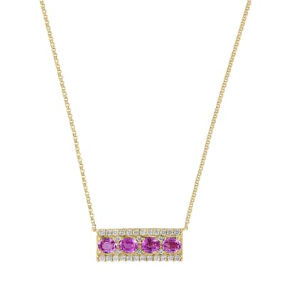 EFFY 14K Gold Diamond,Pink Sapphire,White Sapphire Bar Necklace
