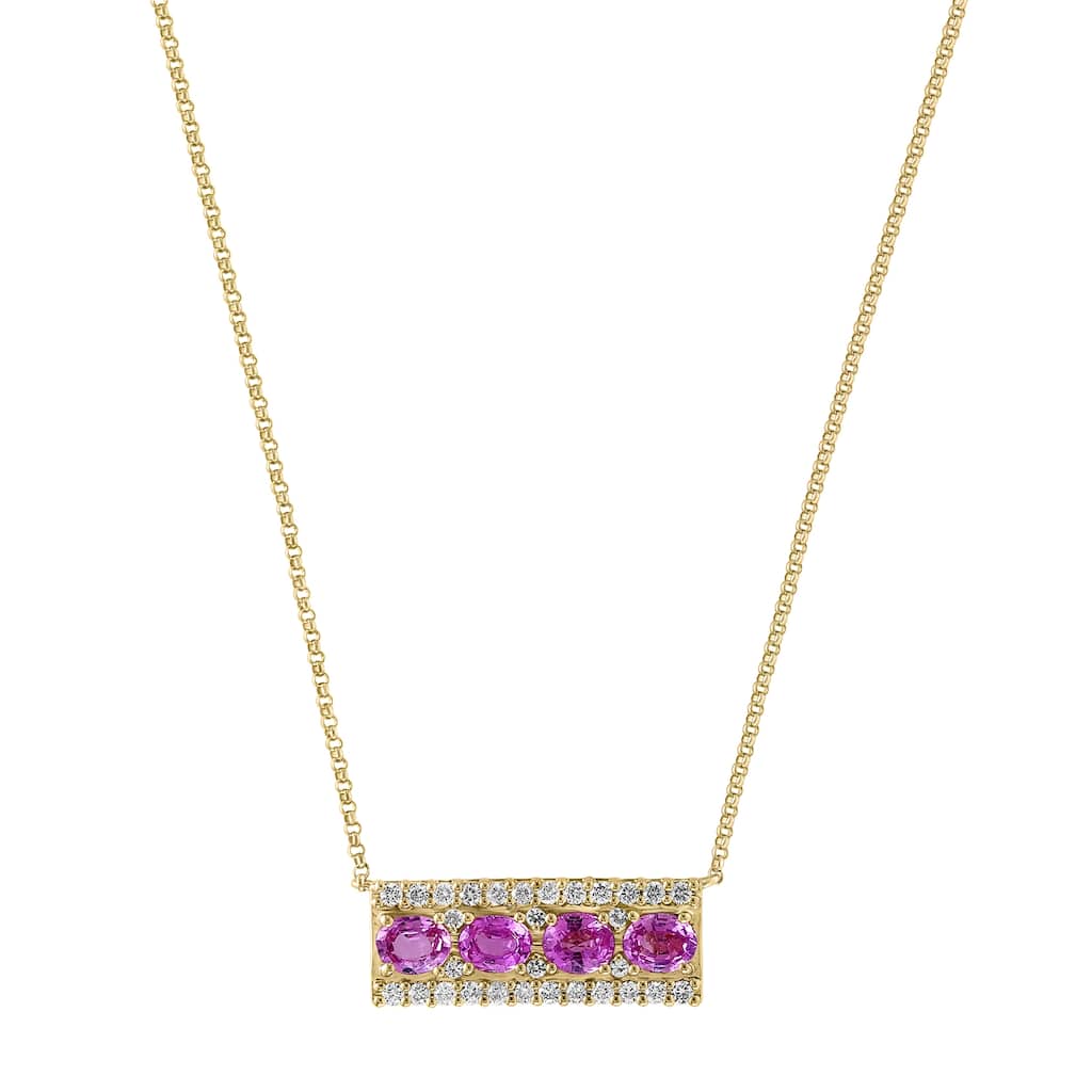 EFFY 14K Gold Diamond,Pink Sapphire,White Sapphire Bar Necklace