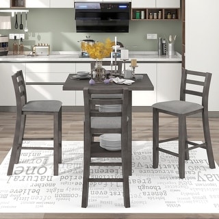 5-Piece Wooden Counter Height Dining Set with 4 Chairs - Bed Bath ...