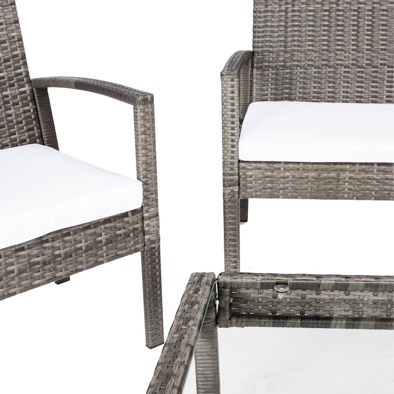 SAFAVIEH Outdoor Bassey 4-Piece Conversation Patio Set. - 39.78" x 24.18" x 32.37"
