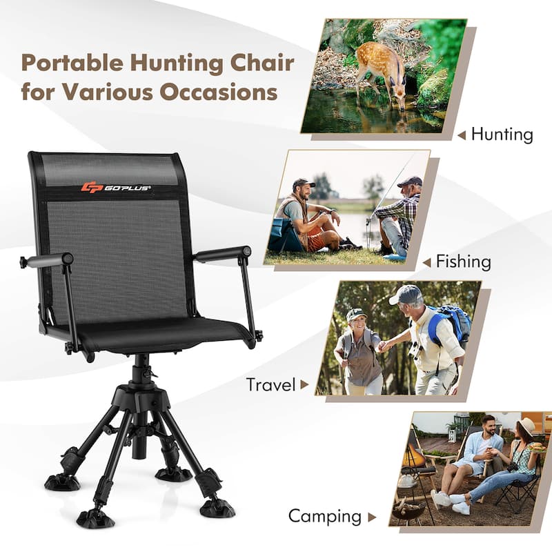 Goplus Swivel Hunting Chair with 4 360° Adjustable Legs Folding Silent - See Details
