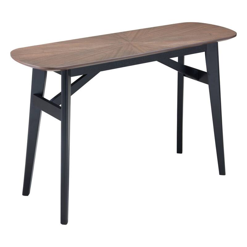 HomeRoots 48" Espresso and Black Solid Wood Oval Console Table - 48.00 in. x 29.90 in. x 16.00 in.