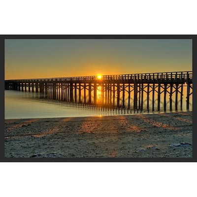 Sunrise Beach Pier at The Beach Photography by Wayne Collamore Framed Poster - 24 x 36 Inch