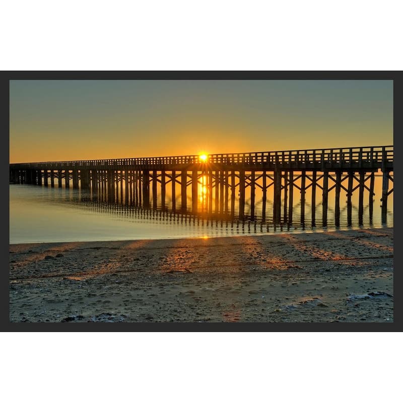 Sunrise Beach Pier at The Beach Photography by Wayne Collamore Framed Poster