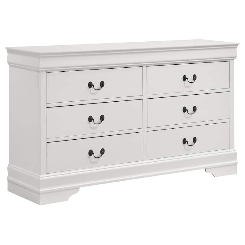 Louis Philippe 6-drawer Dresser and Mirror White - Dresser