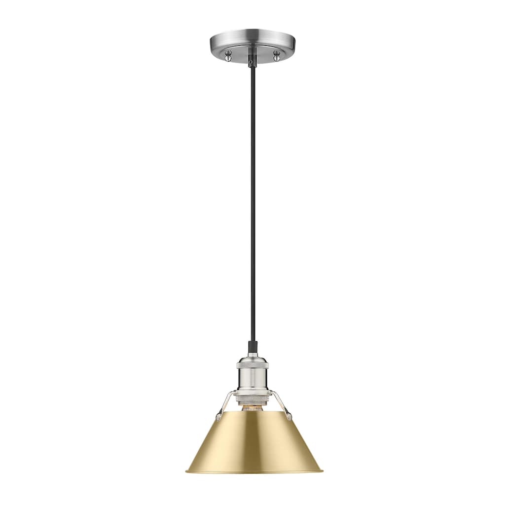 Orwell 7.5" Wide Small Pendant in Pewter with Brushed Champagne Bronze - Silver