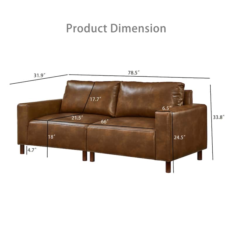 78.5" Loveseat Sofa with Breathable Faux Leather Upholstery for Living Room & Apartment