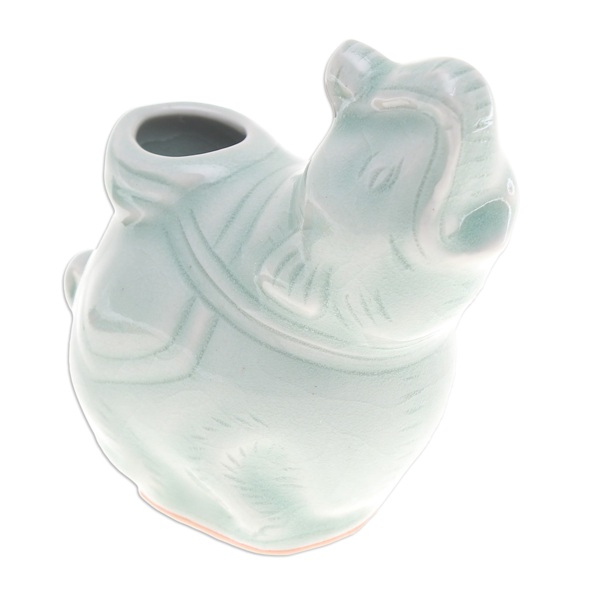 Novica Handmade Elephant Beauty Celadon Ceramic Vase