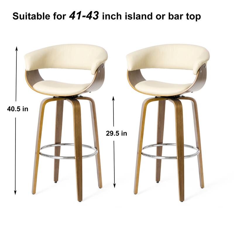 Glitzhome Set of 4 Modern Counter or Bar Height Faux Leather Swivel Pub Stools