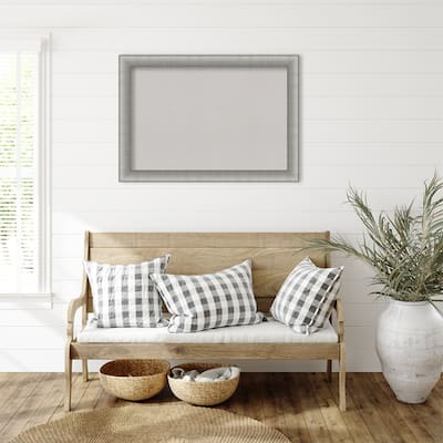 Elegant Brushed Pewter Framed Grey Corkboard Bulletin Board