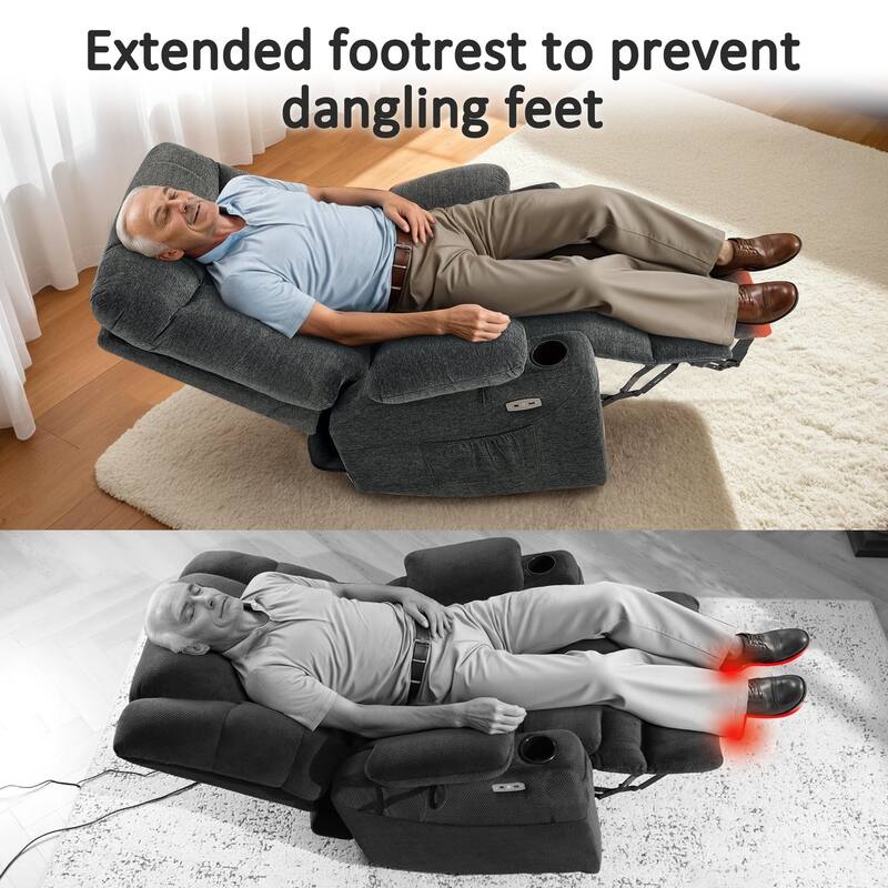 MCombo Power Lift Recliner Chair with Extended Footrest for Elderly People, Fabric