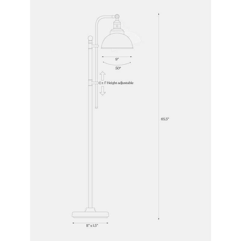 Brightech Dylan 65.5 in. Distressed Bronze Farmhouse Height Adjustable LED Floor Lamp with Bronze Metal Bowl Shade