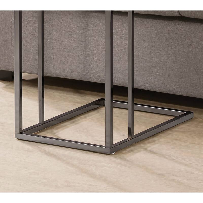Snack Table With Nickel Base, Weathered Grey