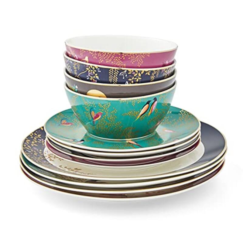 Sara Miller London Chelsea 12 Piece Tableware Set - 11" dinner plates, 8" side plates, 6" bowls - 11" dinner plates, 8" side plates, 6" bowls - 12 Piece - Service for 4