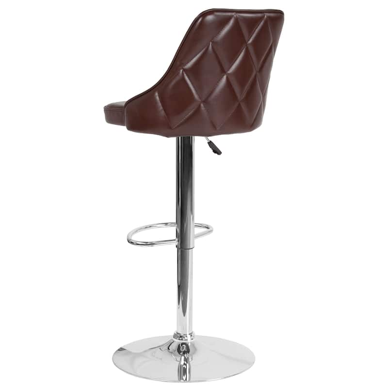 Modern Height-adjustable Chrome Barstool - 18"W x 19"D x 35.75" - 44.25"H - 18"W x 19"D x 35.75" - 44.25"H