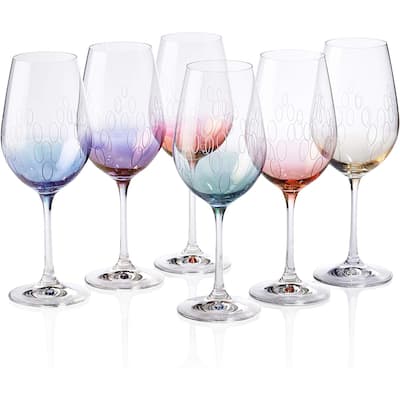 Bezrat Set of 6 Modern Crystal Wine Glasses
