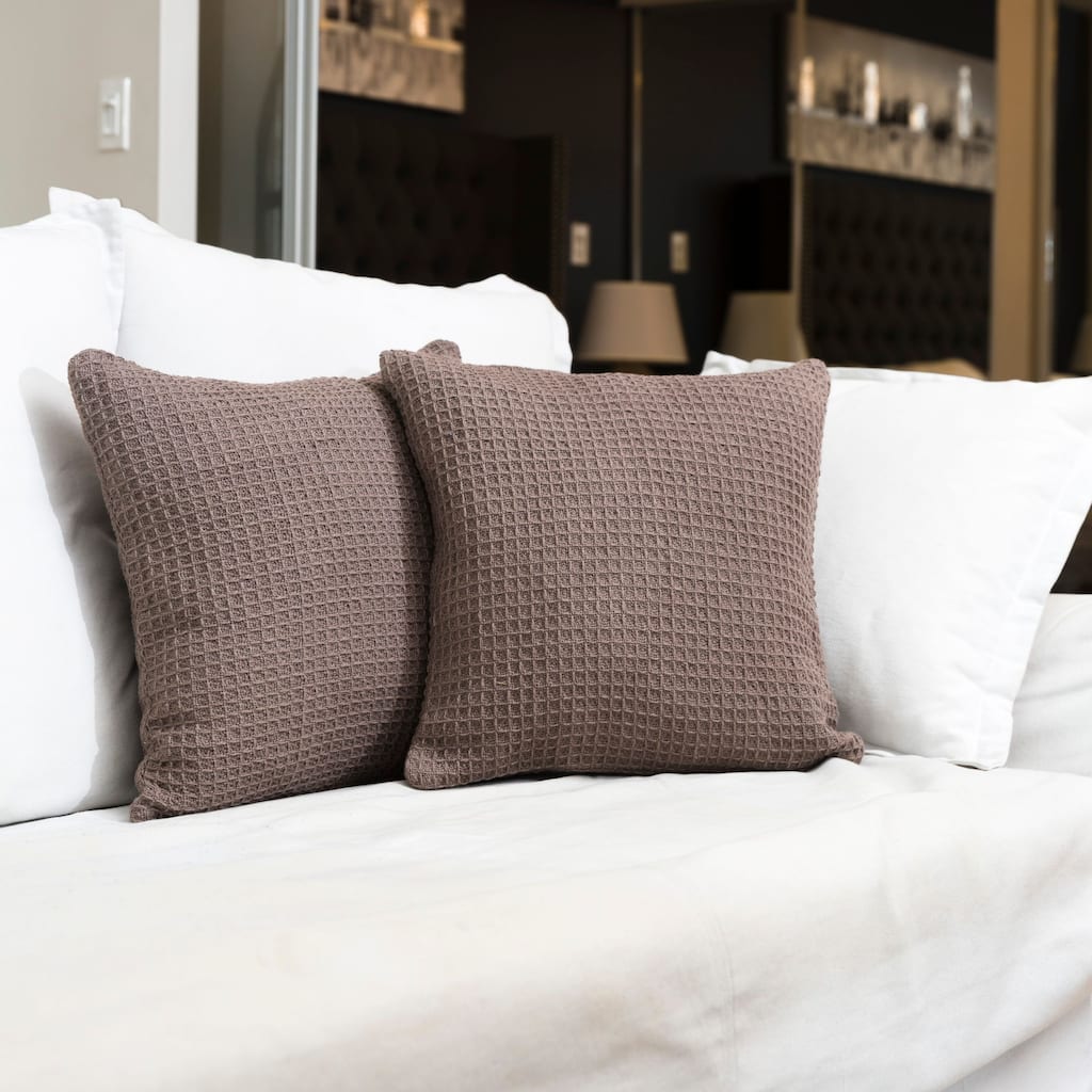 Fabstyles Honeycomb Cotton Polyfilled Cushions Set of 2