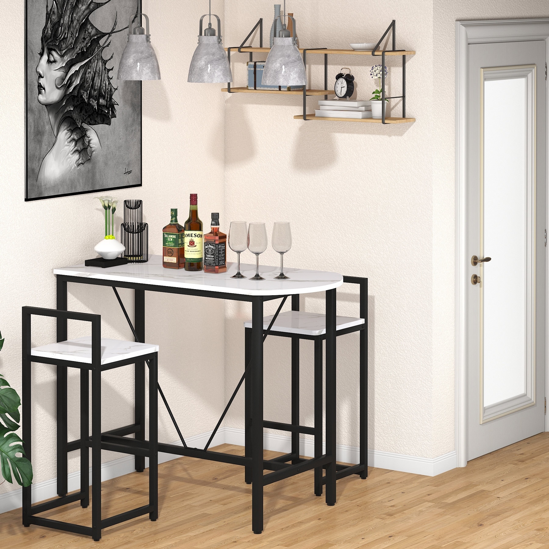 White 3 piece pub deals table set