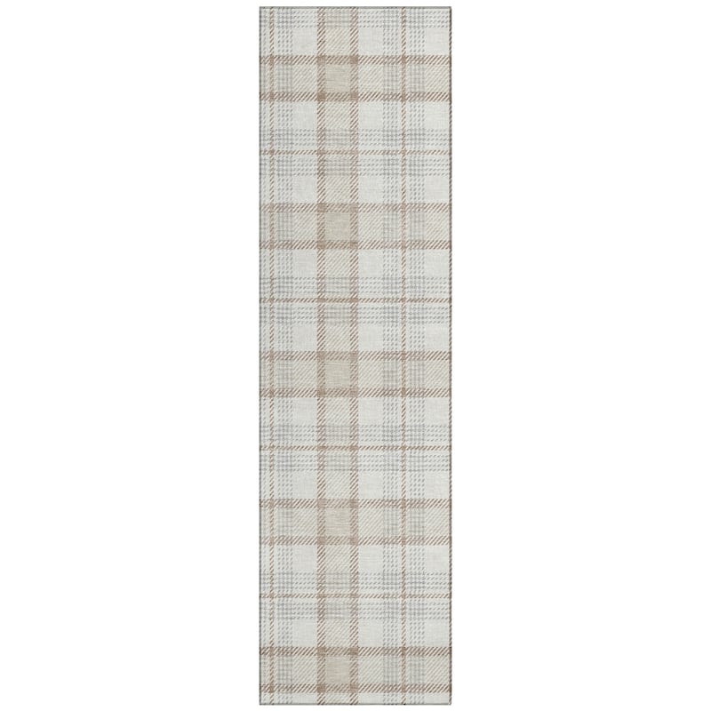 Machine Washable Indoor/ Outdoor Casual Plaid Chantille Rug