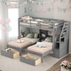 preview thumbnail 2 of 11, Twin over Twin&Twin Bunk Bed, Triple Bunk Bed with Drawers,Staircase with Storage,Shelves,Maximized Space,Large Storage,Gray